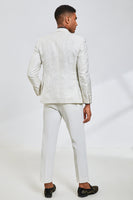 Laden Sie das Bild in den Galerie-Viewer, Weißer Jacquard-Schal Revers 2-teilige Abschlussball Anzüge