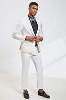 Laden Sie das Bild in den Galerie-Viewer, Weißer Jacquard-Schal Revers 2-teilige Abschlussball Anzüge