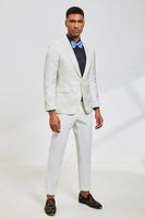 Laden Sie das Bild in den Galerie-Viewer, Weißer Jacquard-Schal Revers 2-teilige Abschlussball Anzüge