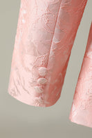 Laden Sie das Bild in den Galerie-Viewer, Hellrosa Jacquard 2-teiliger Schal Revers mit einem Knopf Ballanzüge