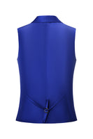 Laden Sie das Bild in den Galerie-Viewer, Königsblauer 3-teiliger Schal Revers Ein-Knopf-Abschlussballanzüge