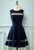 Laden Sie das Bild in den Galerie-Viewer, Marine Vintage 1950er Jahre Swing Kleid