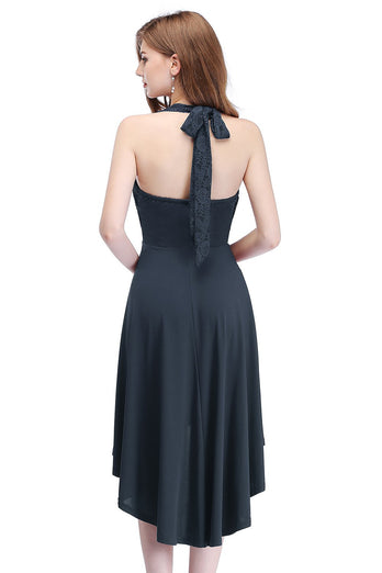 High Low Neckholder schwarz Vintage Kleid