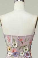 Laden Sie das Bild in den Galerie-Viewer, Trägerloses A-Linie Ballkleid mit 3D-Blumen