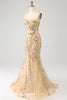 Laden Sie das Bild in den Galerie-Viewer, Meerjungfrau Champagner Glitzerndes Korsett Abendkleid