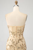 Laden Sie das Bild in den Galerie-Viewer, Meerjungfrau Champagner Glitzerndes Korsett Abendkleid