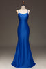 Laden Sie das Bild in den Galerie-Viewer, Einfaches königsblaues Satin Meerjungfrauen langes Ballkleid