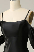 Laden Sie das Bild in den Galerie-Viewer, Meerjungfrau Schulterfreies Schwarz Offener Rücken Langes Ballkleid