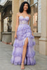 Laden Sie das Bild in den Galerie-Viewer, Prinzessin A Linie Herzausschnitt Lavendel Korsett Ballkleid mit gestufter Spitze