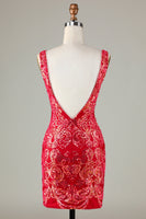 Laden Sie das Bild in den Galerie-Viewer, Lavendel glitzerndes enges Abiballkleid mit rückenfreiem Rücken