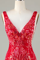 Laden Sie das Bild in den Galerie-Viewer, Lavendel glitzerndes enges Abiballkleid mit rückenfreiem Rücken