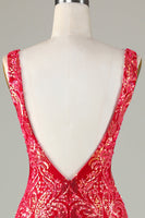 Laden Sie das Bild in den Galerie-Viewer, Lavendel glitzerndes enges Abiballkleid mit rückenfreiem Rücken