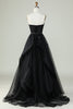 Laden Sie das Bild in den Galerie-Viewer, Prinzessin A Linie Herzausschnitt Schwarzes trägerloses Ballkleid Formales Abendkleid