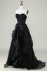 Laden Sie das Bild in den Galerie-Viewer, Prinzessin A Linie Herzausschnitt Schwarzes trägerloses Ballkleid Formales Abendkleid