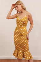 Laden Sie das Bild in den Galerie-Viewer, Schwarz und Weiß Polka Dots Mermaid Sommerkleid