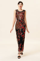 Laden Sie das Bild in den Galerie-Viewer, Scheide Rundhals Dunkelgrün Liebe Herz Perlen Gatsby 1920er Jahre Kleid