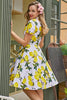 Laden Sie das Bild in den Galerie-Viewer, Vintage Zitronenprint 1950er Jahre Swing Kleid