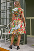 Laden Sie das Bild in den Galerie-Viewer, Vintage Druck 1950er Jahre Swing Kleid