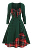 Laden Sie das Bild in den Galerie-Viewer, Plaid 1950er Jahre Kleid mit langen Ärmeln