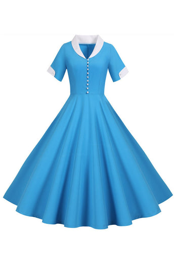 V-Ausschnitt 1950er Jahre Swing Kleid