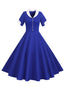 Laden Sie das Bild in den Galerie-Viewer, V-Ausschnitt 1950er Jahre Swing Kleid