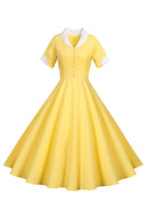 Laden Sie das Bild in den Galerie-Viewer, V-Ausschnitt 1950er Jahre Swing Kleid