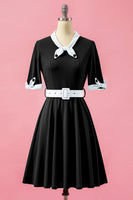 Laden Sie das Bild in den Galerie-Viewer, Grün Patchwork V-Ausschnitt Swing Partykleid