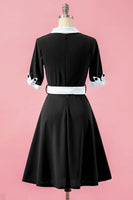 Laden Sie das Bild in den Galerie-Viewer, Grün Patchwork V-Ausschnitt Swing Partykleid