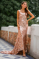 Laden Sie das Bild in den Galerie-Viewer, Champagner Pailletten Ballkleid