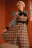 Laden Sie das Bild in den Galerie-Viewer, Kaffee Gingham Vintage 1950er Jahre Kleid mit Ärmeln