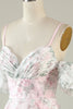 Laden Sie das Bild in den Galerie-Viewer, A-Linie Kalte Schulter Blume Bedrucktes rosa Cocktailkleid