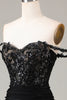 Laden Sie das Bild in den Galerie-Viewer, Schulterfreies schwarzes glitzerndes Meerjungfrauen Ballkleid