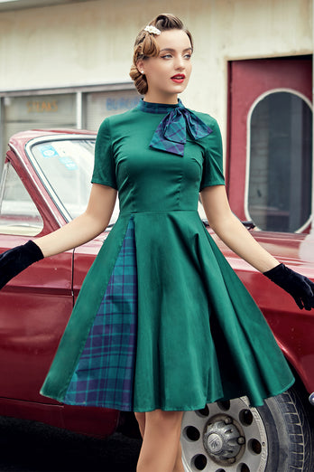 Grün Plaid Swing Vinatge 1950er Kleid