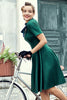 Laden Sie das Bild in den Galerie-Viewer, Grün Plaid Swing Vinatge 1950er Kleid
