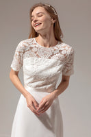 Laden Sie das Bild in den Galerie-Viewer, Weiß A-Linie Formelles Ballkleid mit Spitze