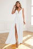 Laden Sie das Bild in den Galerie-Viewer, Schlichtes weißes Kleid aus Chiffon in A-Linie