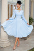 Laden Sie das Bild in den Galerie-Viewer, Himmelblaues Chiffon Kleid der Brautmutter