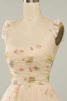 Laden Sie das Bild in den Galerie-Viewer, Herzausschnitt Champagner Kurzes Abiballkleid mit Stickerei