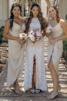 Laden Sie das Bild in den Galerie-Viewer, Elfenbein Offener Rücken Boho Spitze Brautkleid