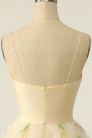 Laden Sie das Bild in den Galerie-Viewer, Champagner Tüll A-linie Abiballkleid mit Stickerei