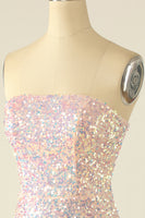 Laden Sie das Bild in den Galerie-Viewer, Himmelblaues Pailletten Abiballkleid mit Federn