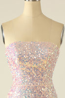 Laden Sie das Bild in den Galerie-Viewer, Himmelblaues Pailletten Abiballkleid mit Federn