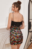 Laden Sie das Bild in den Galerie-Viewer, Bunte Spaghettiträger Bodycon Pailletten Abiballkleid