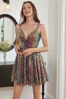 Laden Sie das Bild in den Galerie-Viewer, Pailletten A-Linie Schnürkleid Abiballkleid