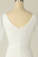 Laden Sie das Bild in den Galerie-Viewer, Weißes V Ausschnitt Spitze Brautkleid