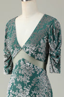 Laden Sie das Bild in den Galerie-Viewer, Meerjungfrau Samt Brautjungfernkleid mit Ärmeln