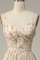 Laden Sie das Bild in den Galerie-Viewer, Aprikose A-Linie Drucken Ballkleid mit Schlitz