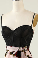 Laden Sie das Bild in den Galerie-Viewer, Blumen Spaghetti-Träger Ballkleid mit Schlitz