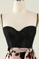 Laden Sie das Bild in den Galerie-Viewer, Blumen Spaghetti-Träger Ballkleid mit Schlitz