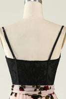 Laden Sie das Bild in den Galerie-Viewer, Blumen Spaghetti-Träger Ballkleid mit Schlitz